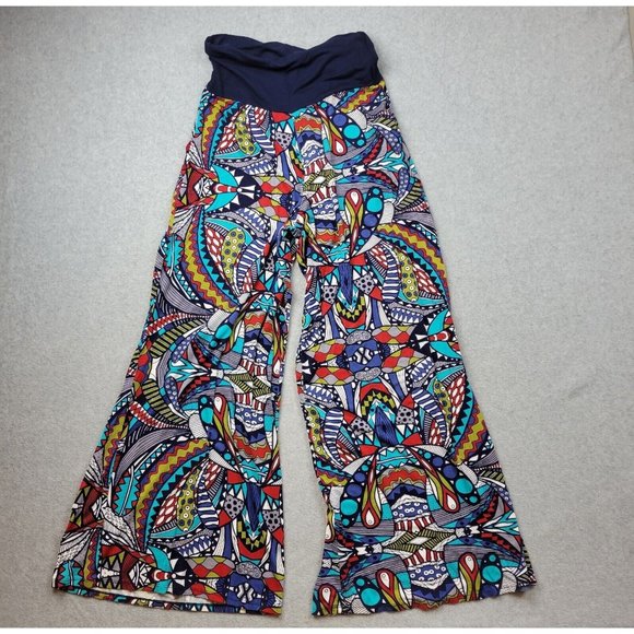 Mexicali Blues Pants - Mexicali Blues Pants Womens Medium Art Inspired Wide Leg Hippie Boho Flowy